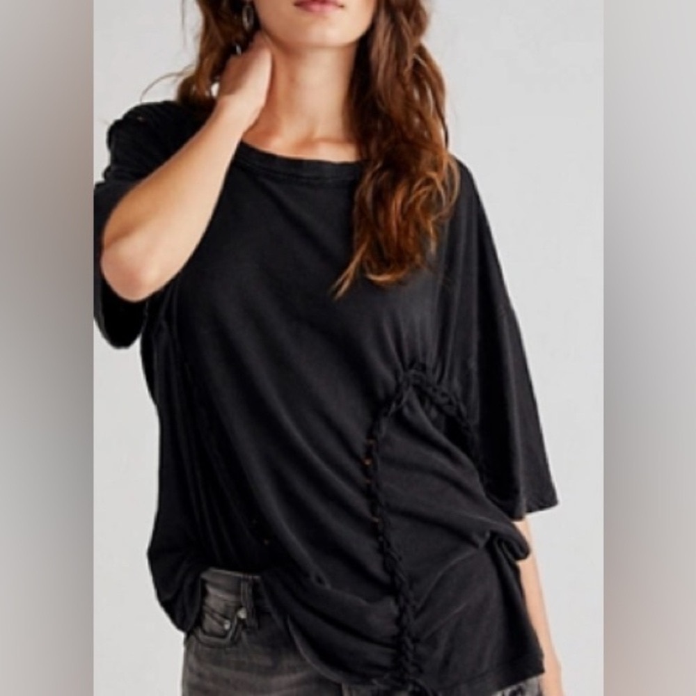 NWOT Free People Braided Top Black